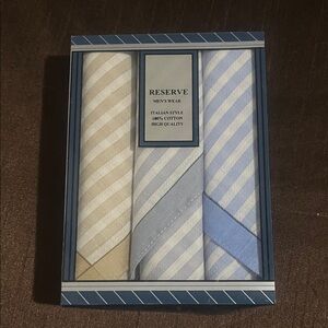 Reserve Men's Classic Striped Handkerchief Set